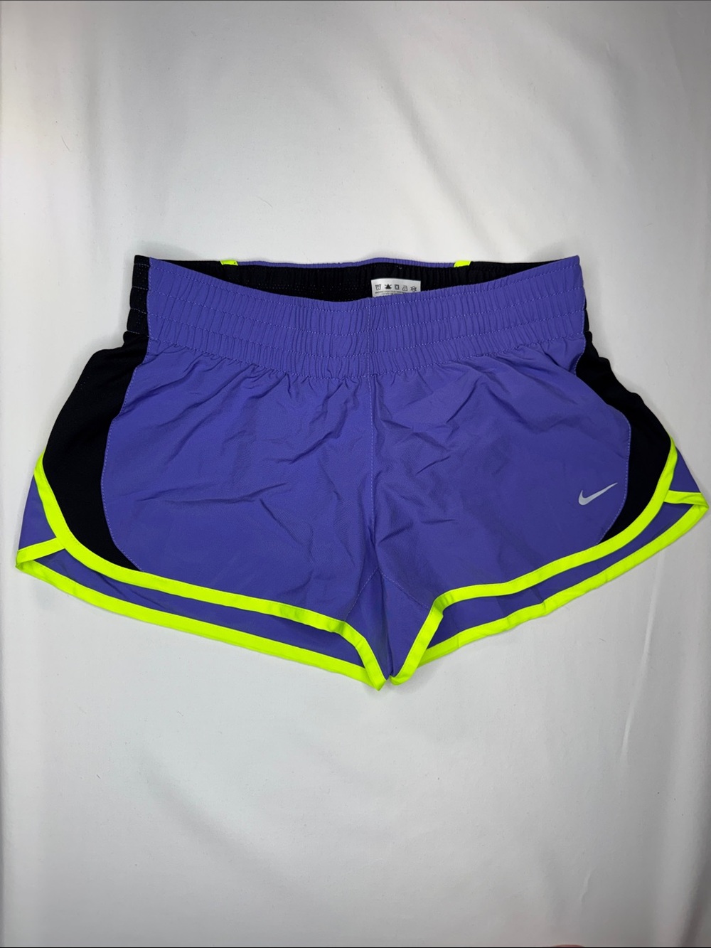 Nike Purple Athletic Shorts with Neon Yellow Trim